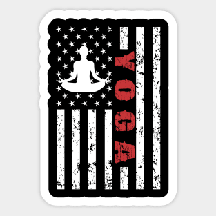 Yoga American Flag Sticker